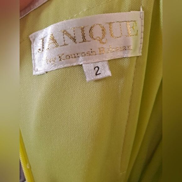 Janique Gown W1376 Size 2 Chartreuse/Ivory - Picture 6 of 8